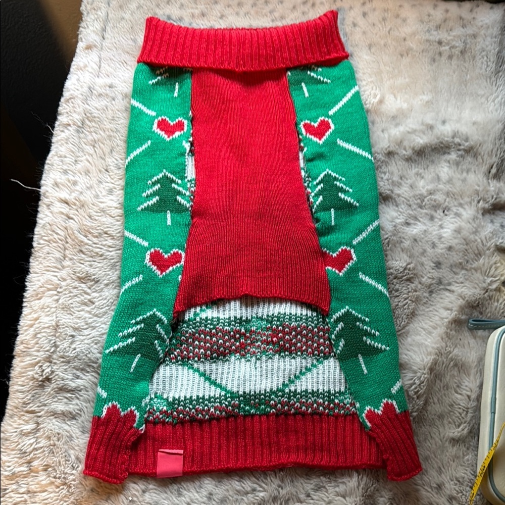 Boots & Barkley Holiday Dog Sweater Large Green Red - Picture 3 of 8